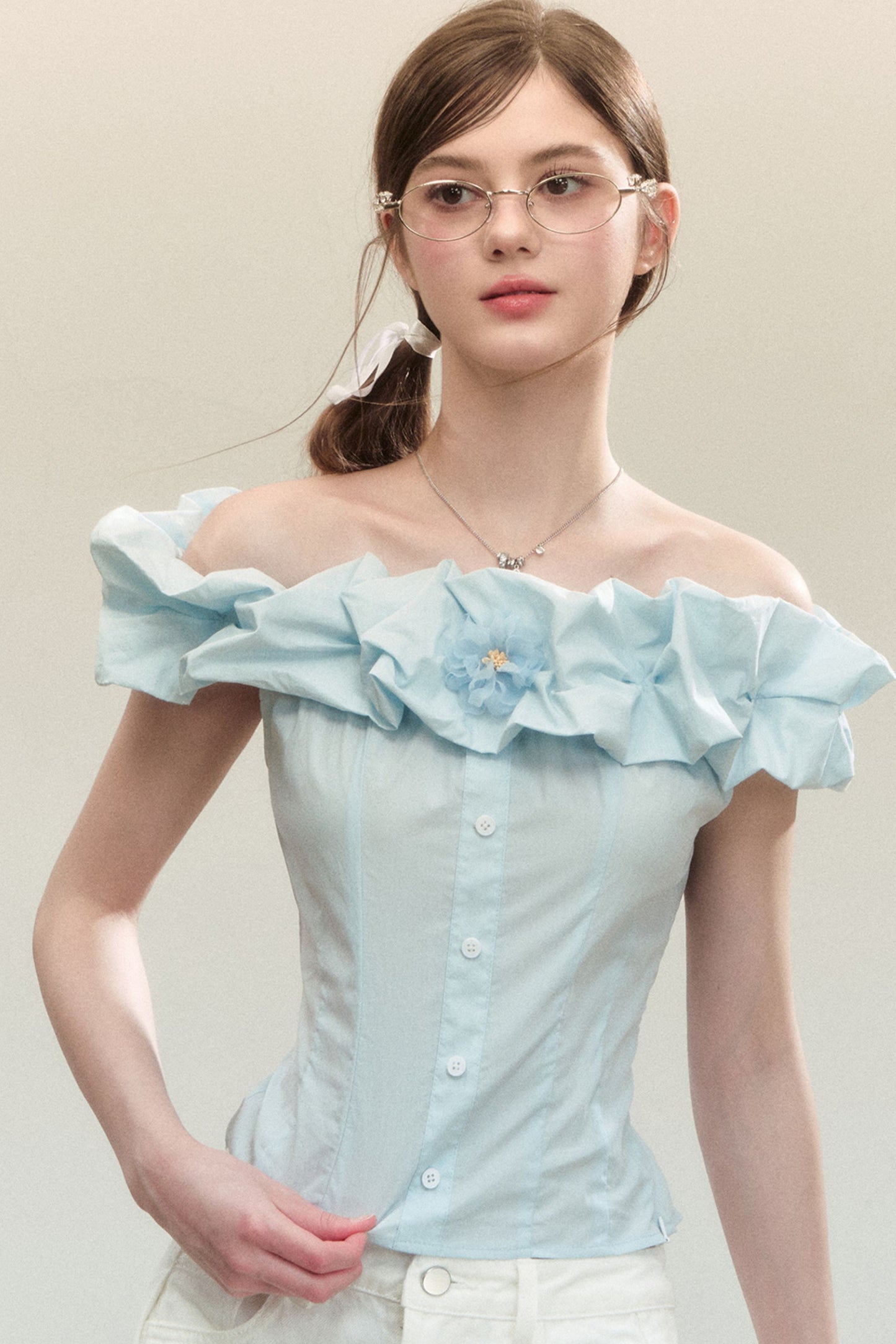 Off-Shoulder Ruffle Shirt