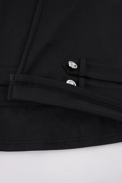 Low-Waist Waistless Buttoned Flared Pants