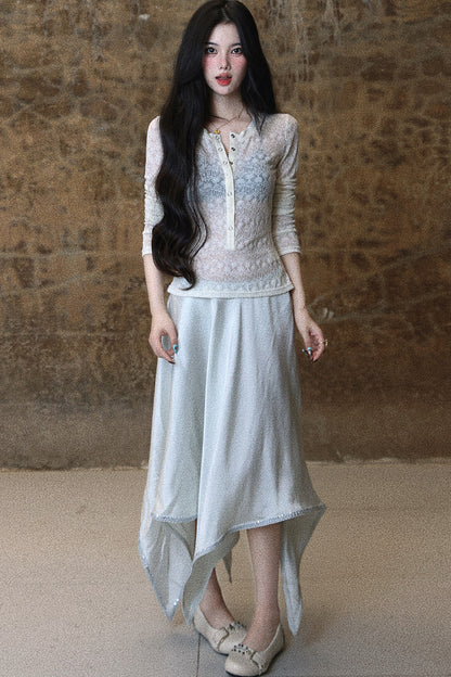 Smooth Draped Satin Skirt