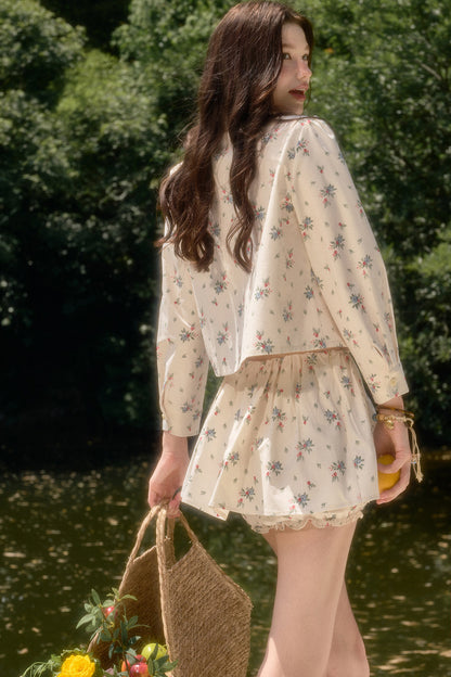 Floral Shirt and Skirt Set-Up