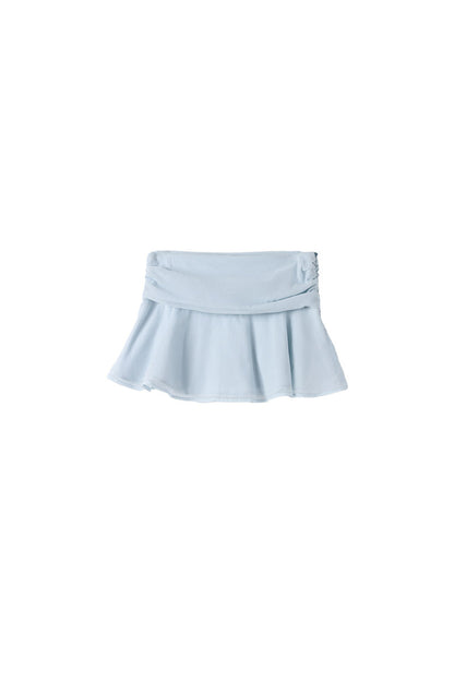 Light Blue Double Layer Chiffon Ruffle Skirt