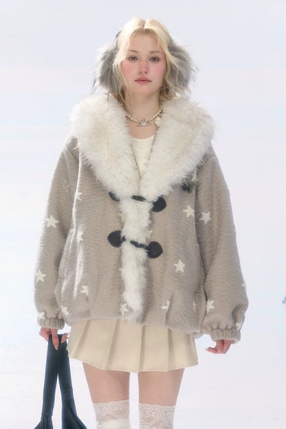 High-Waisted Apricot Pleated Woolen Skirt