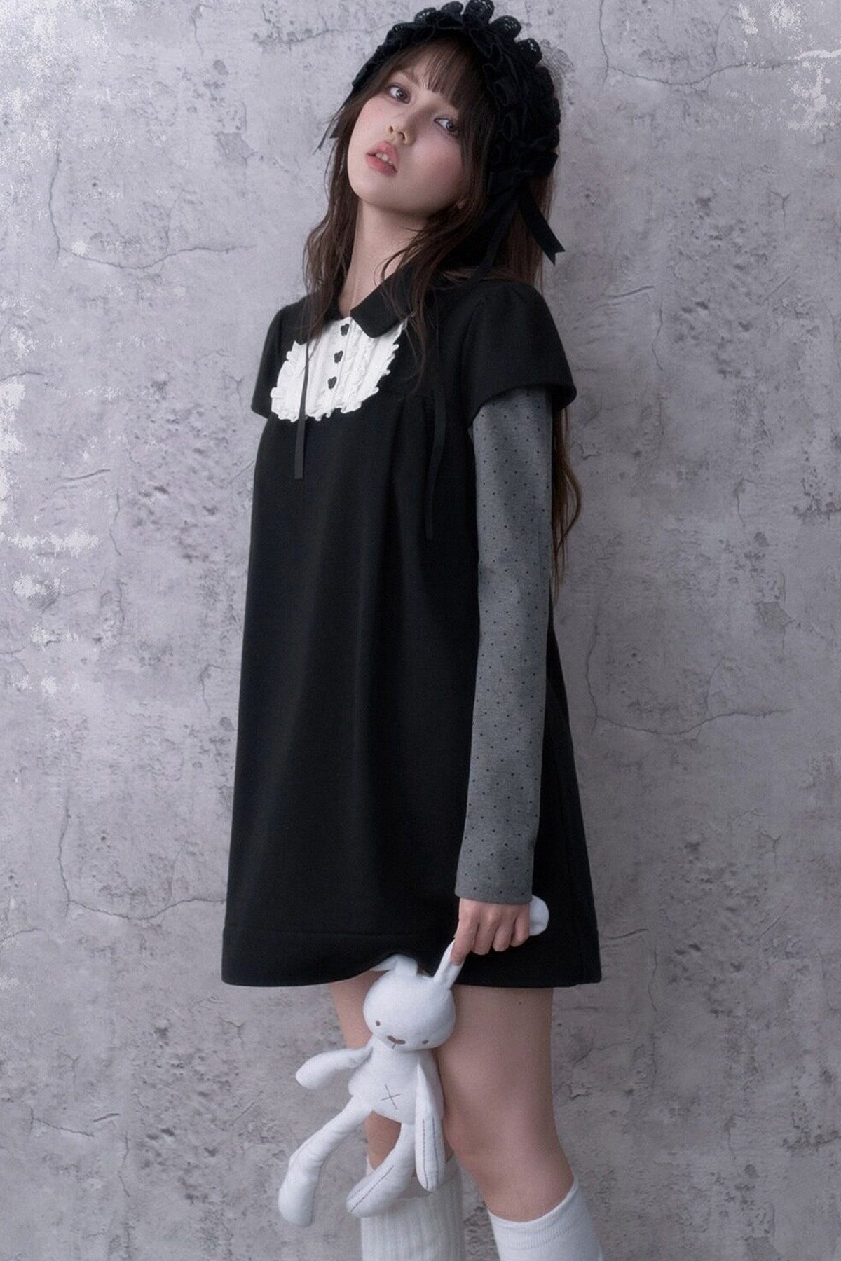 Ruffled Bib Doll Collar Dress