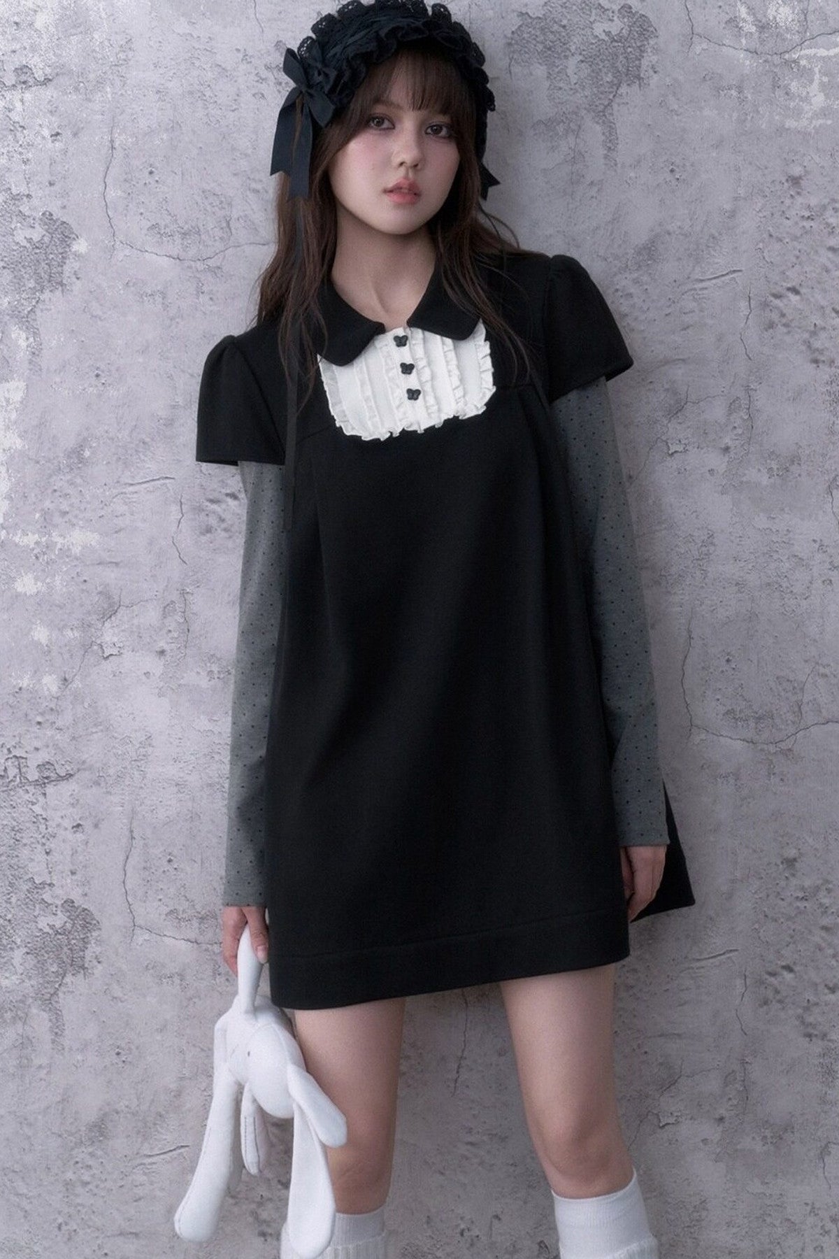 Ruffled Bib Doll Collar Dress