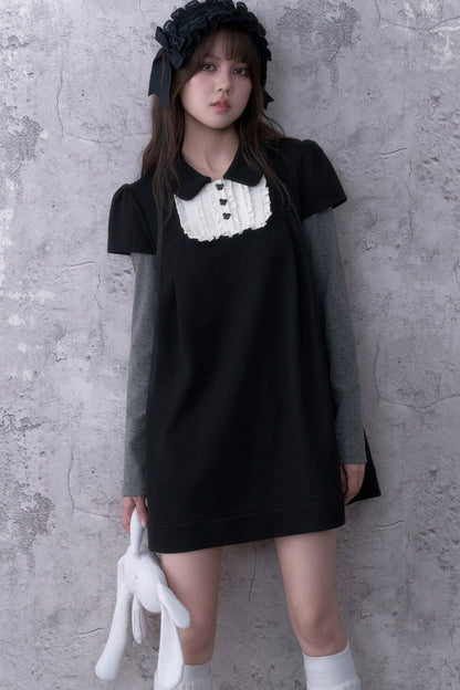 Ruffled Bib Doll Collar Dress