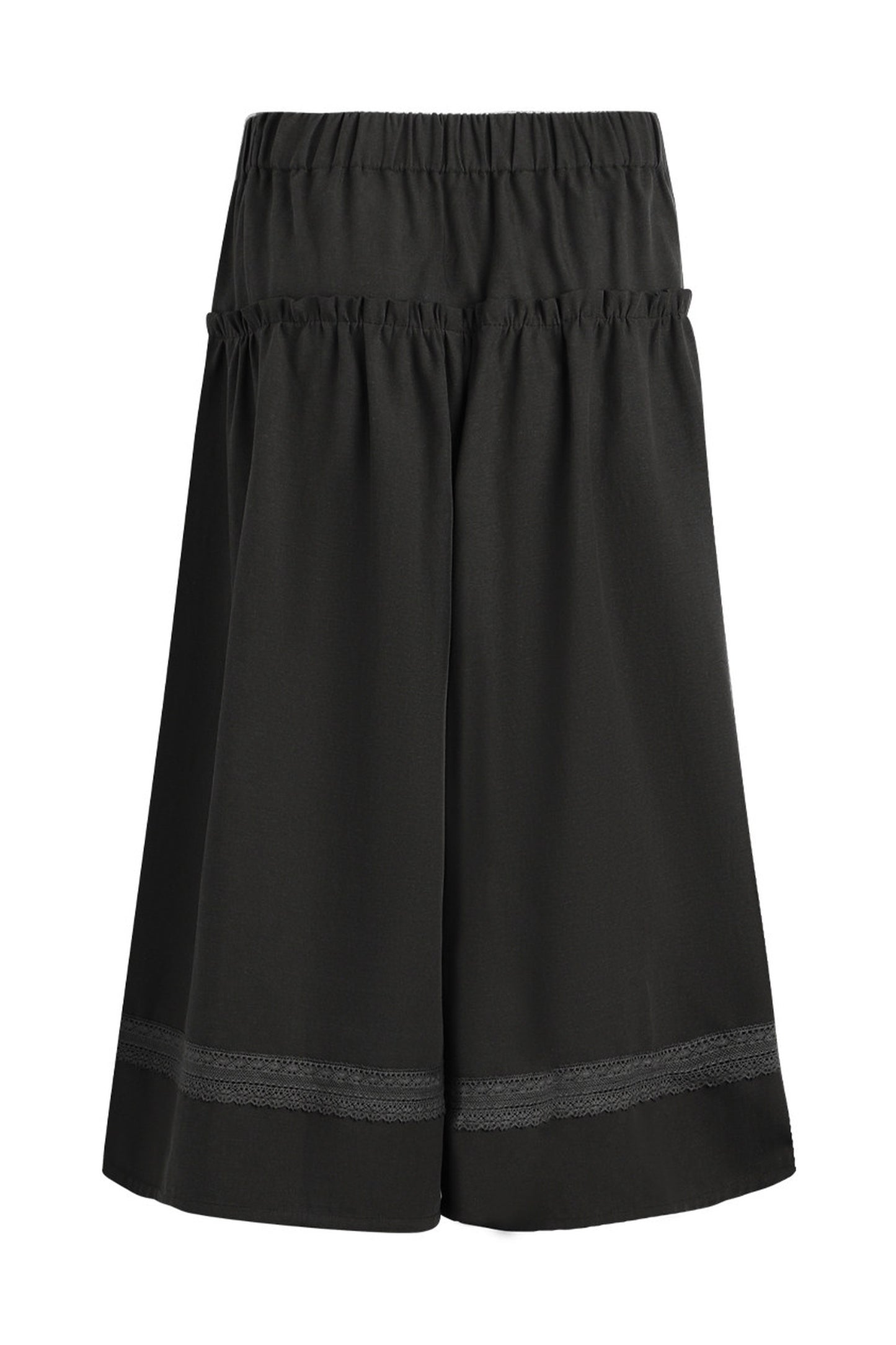 Elastic Waist Patchwork Wide-Leg Skirt Pants