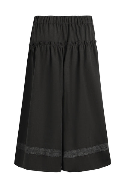 Elastic Waist Patchwork Wide-Leg Skirt Pants