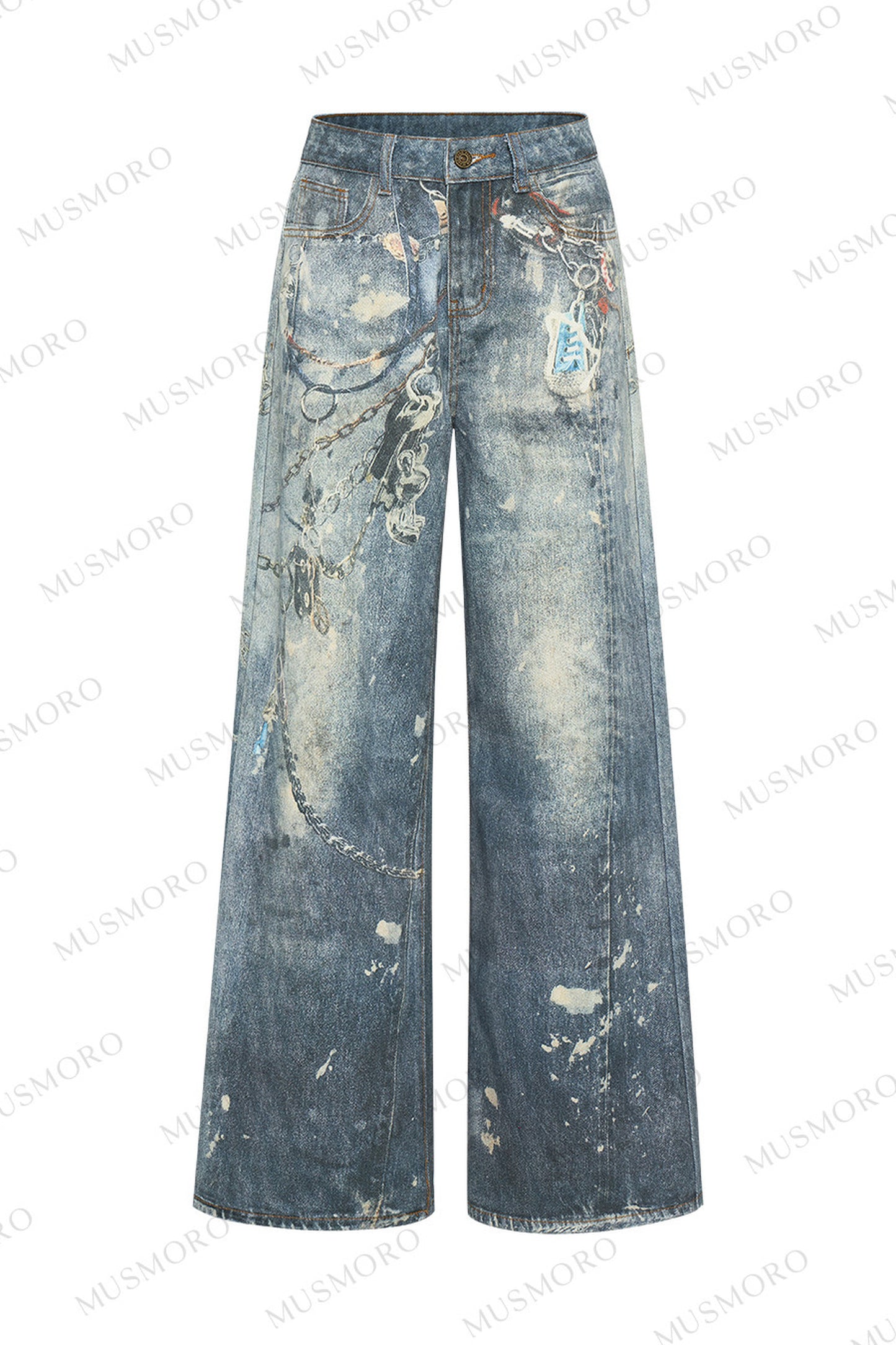 Punk Chain High-Waisted Jeans