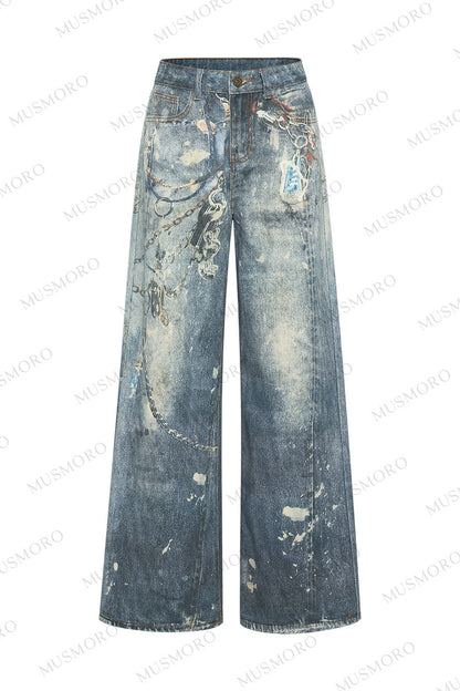 Punk Chain High-Waisted Jeans