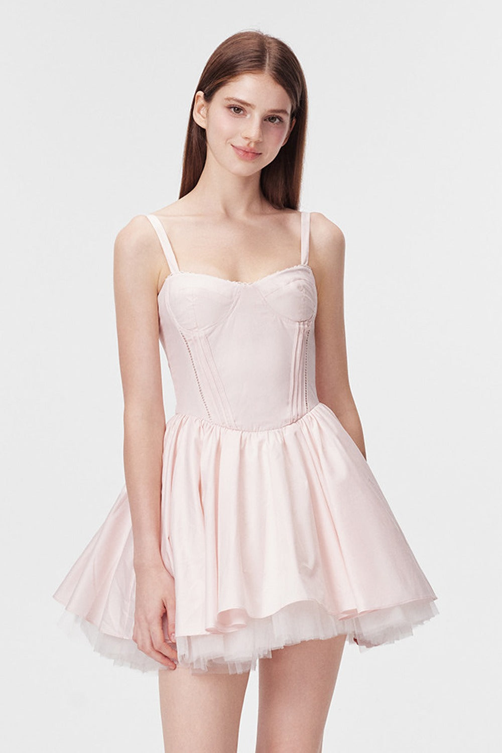 Vertical Cut Stand-Up Collar Slip Dress
