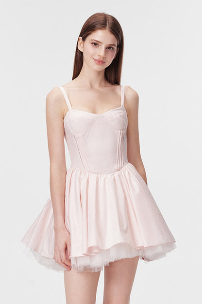 Vertical Cut Stand-Up Collar Slip Dress