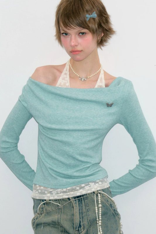 Mist Blue-Green Knit Top