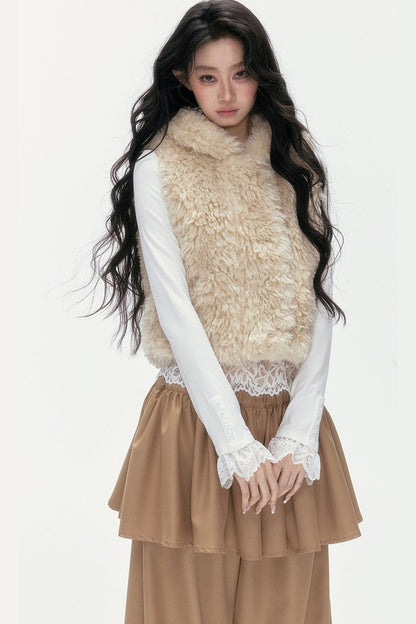 Hooded Faux Fur Vest