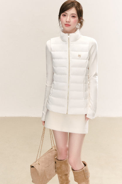 White Duck Down Long Sleeve Gilet Jacket