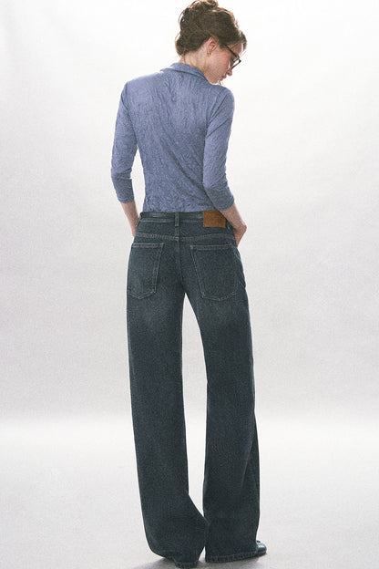 Chemise boutonnée plissée texturée