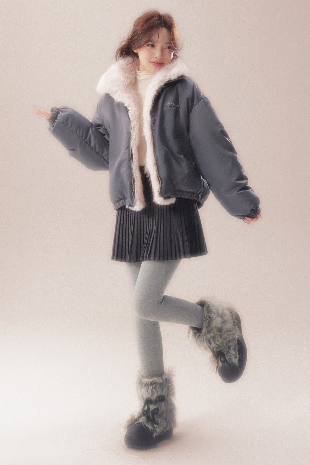 Patchwork Plush Down Jacket