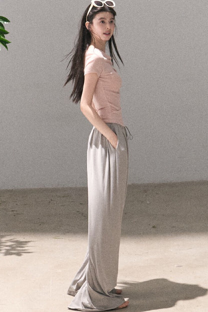Lyocell Wool Twist-Neck Top