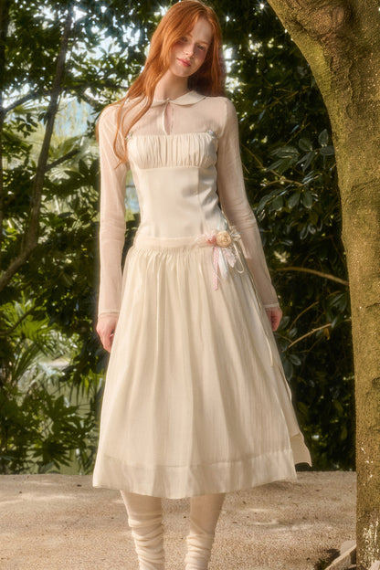 Satin Tencel Lapel Dress