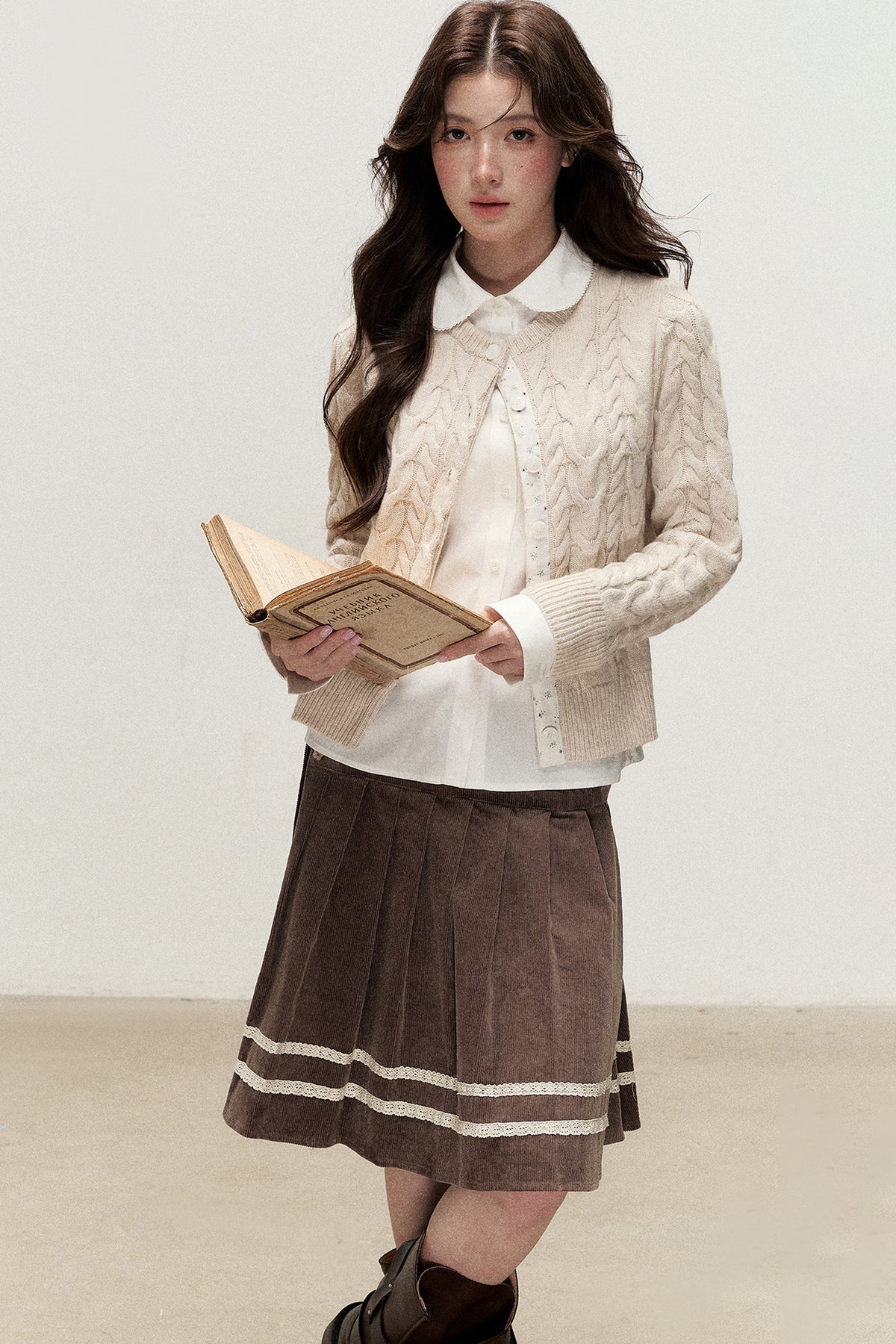 Plaid Layered-Look Knit Top
