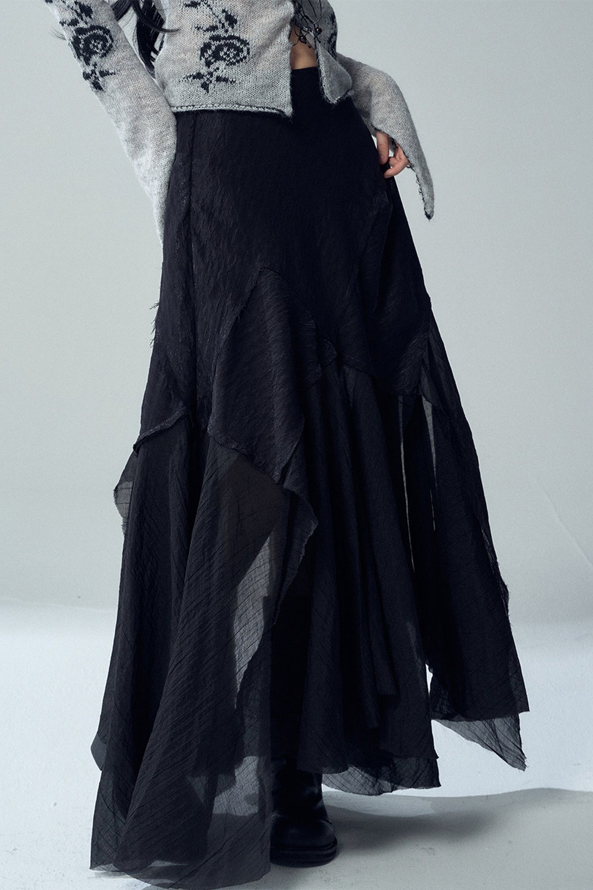 Black Asymmetrical Maxi Skirt