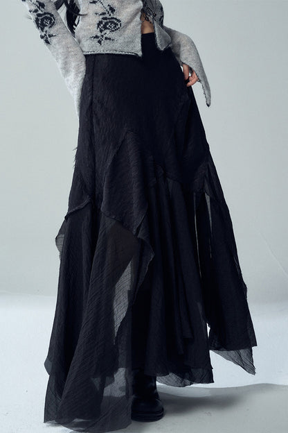 Black Asymmetrical Maxi Skirt