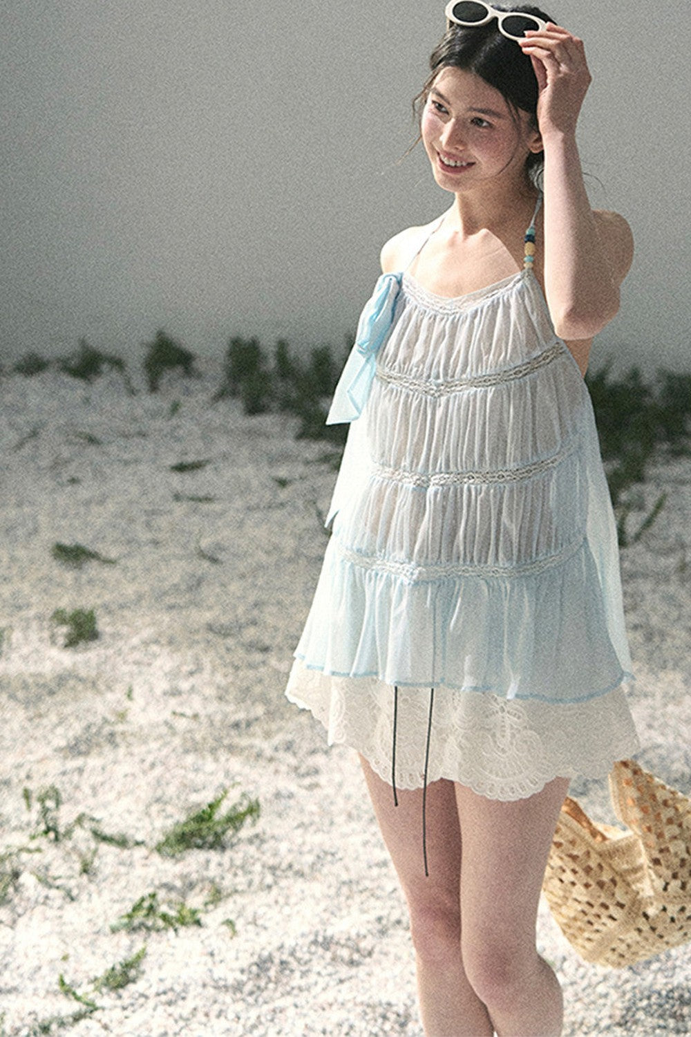 French Lace Chiffon Halter Top