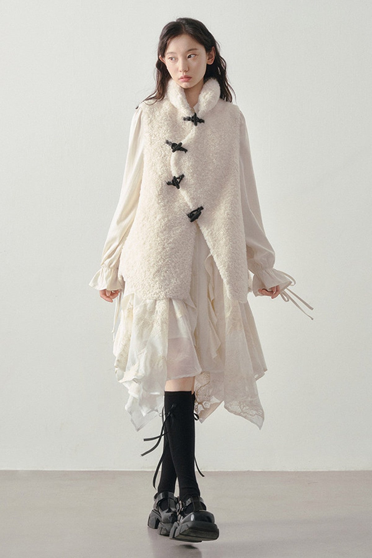Beige Faux Shearling Vest