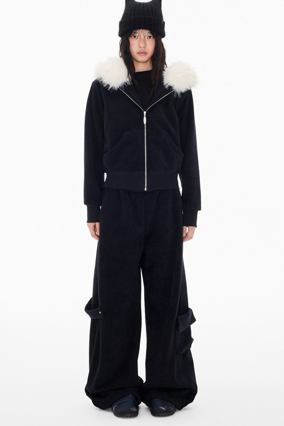 Detachable Fur Hood Jacket and Pants Set-Up