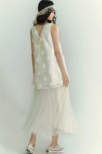 Floral Lace-Up Vest Dress
