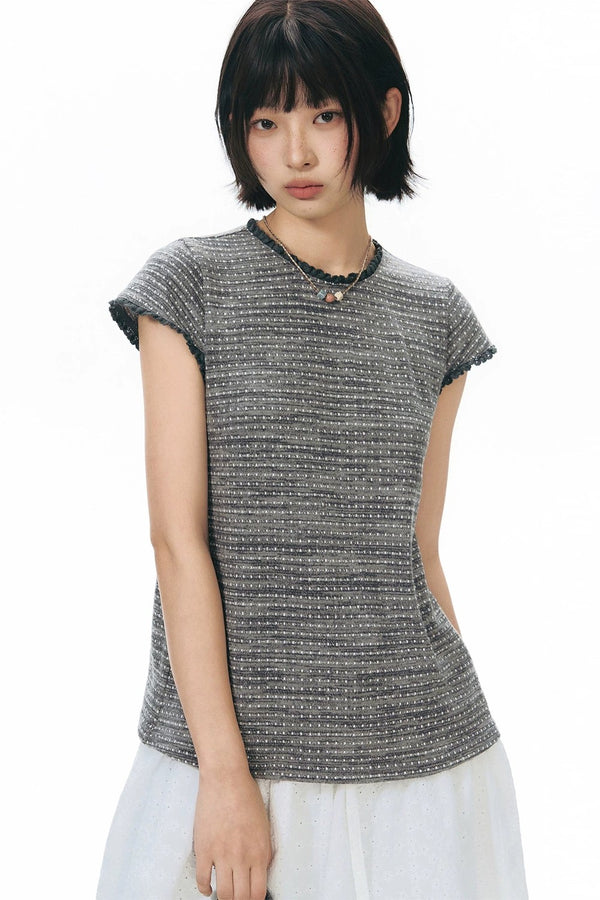 Lace Striped Retro Top