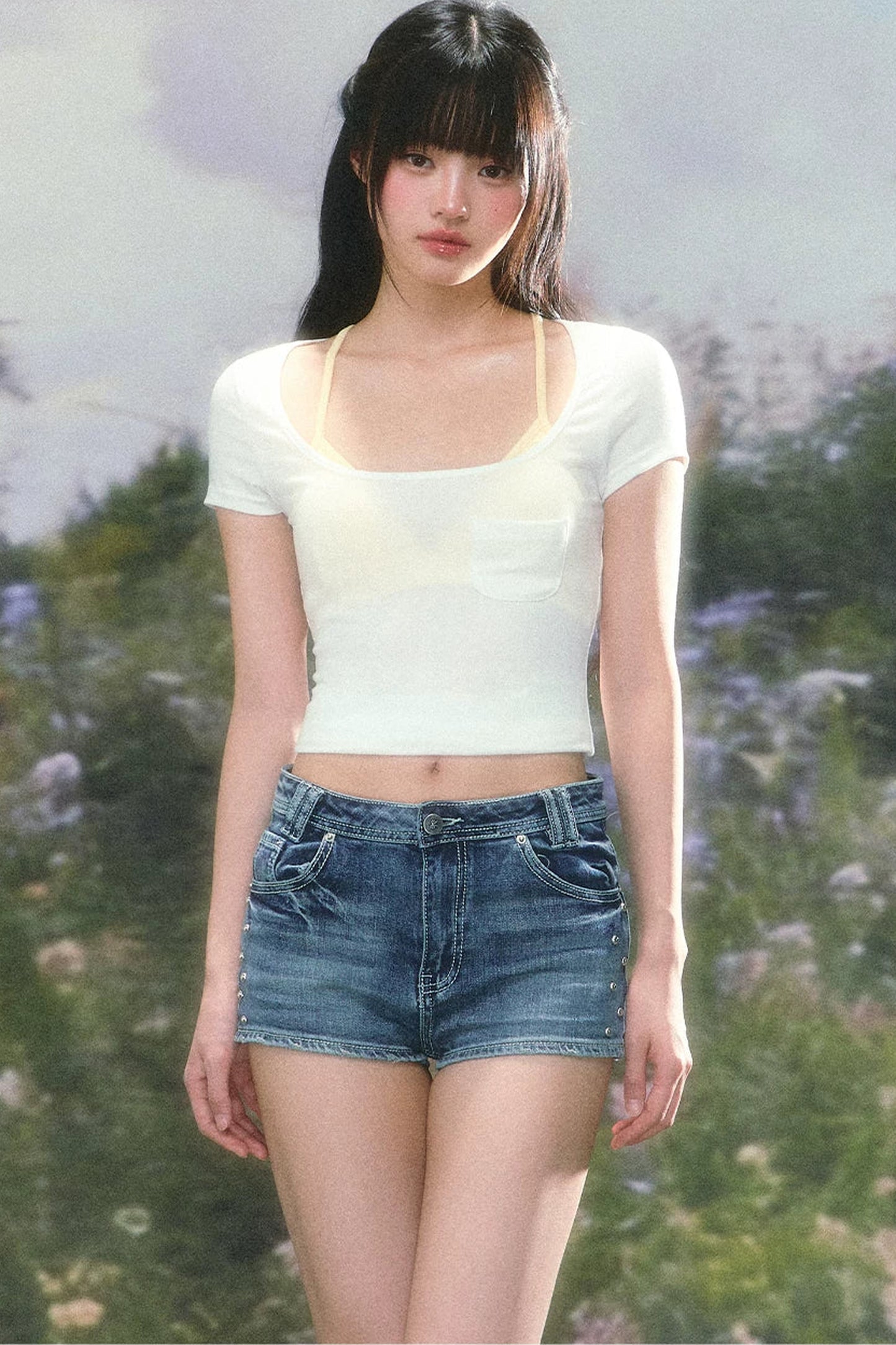 Color-Block T-Shirt and Camisole Set