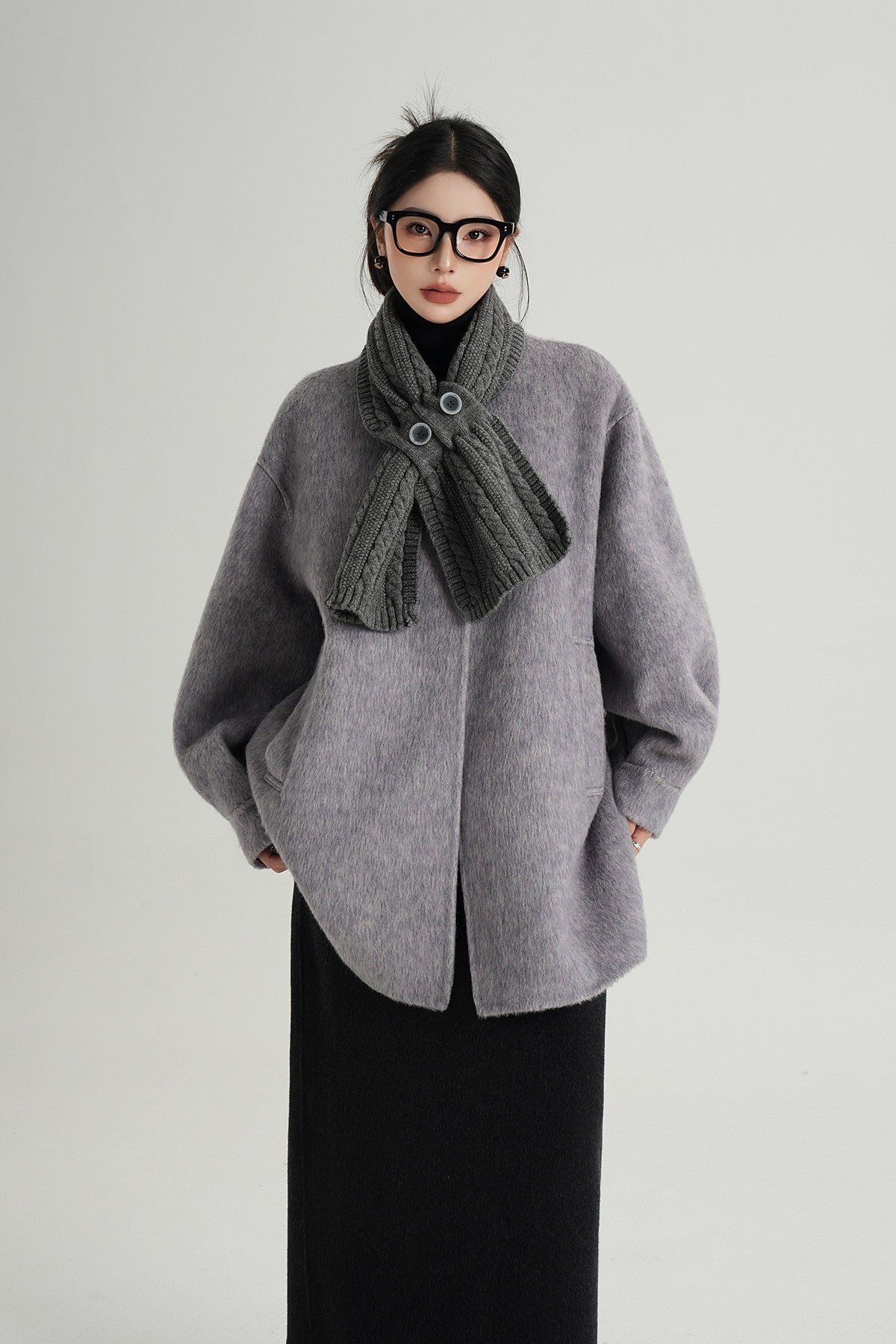 Scarf Collar Double-Sided Wool Coat