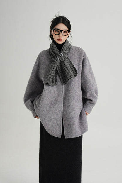 Scarf Collar Double-Sided Wool Coat