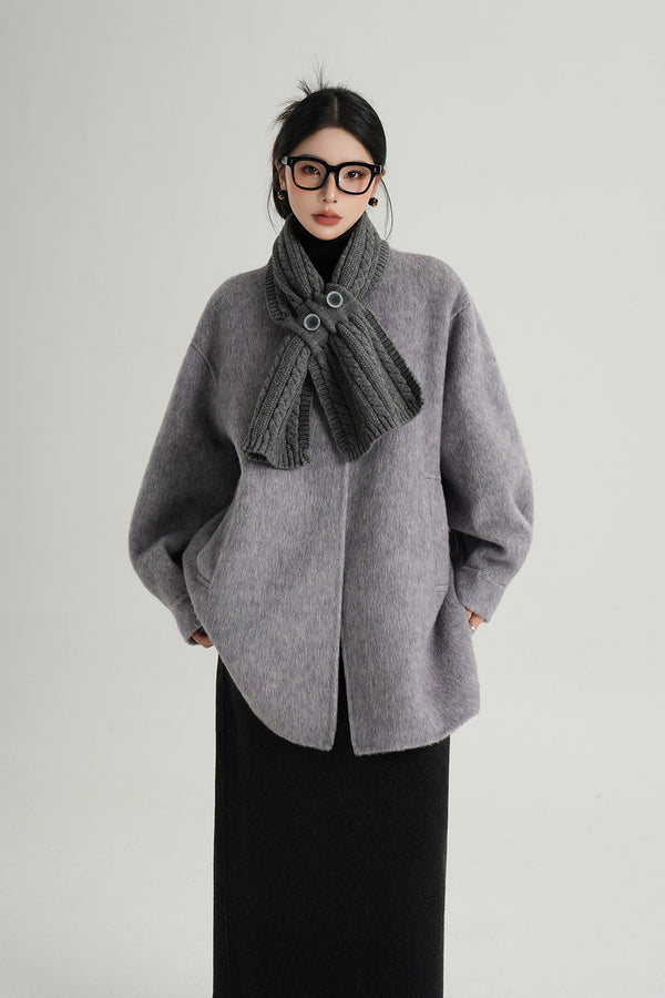 Scarf Collar Double-Sided Wool Coat