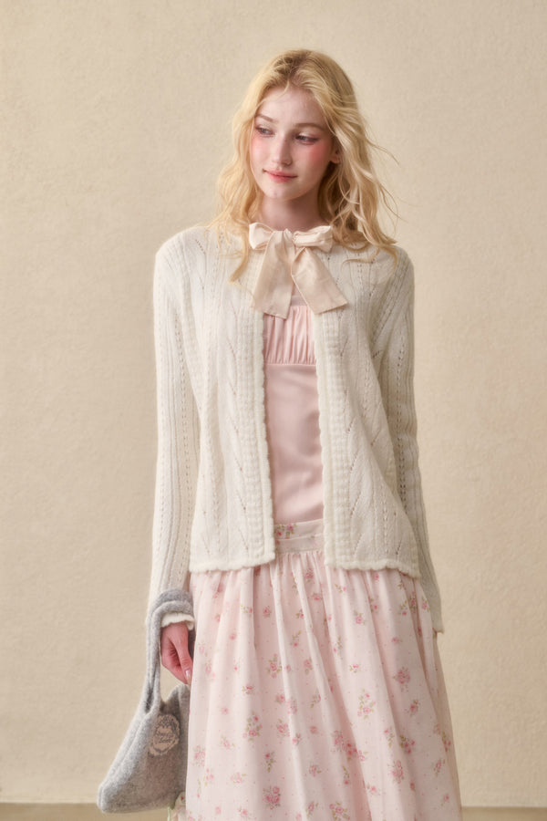 Ribbon Soft Wool Knit Cardigan