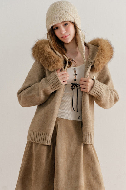 Faux Suede High-Waisted A-Line Skirt