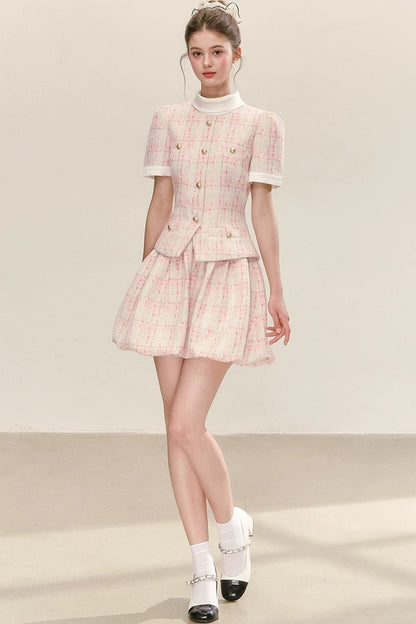 Pink Plaid Flower Bud Dress