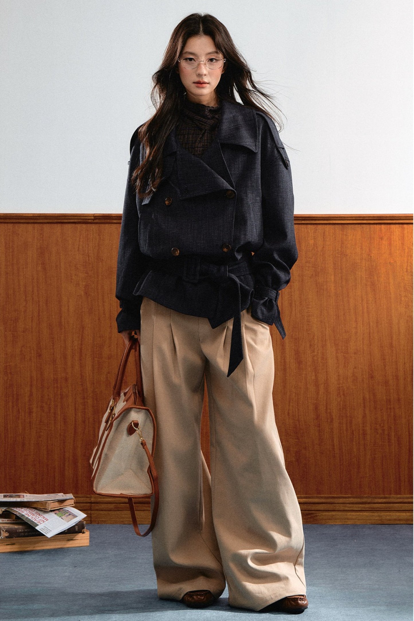 Retro Denim Trench Coat