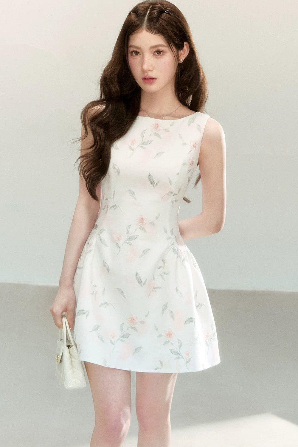 Elegant Floral Puff Dress