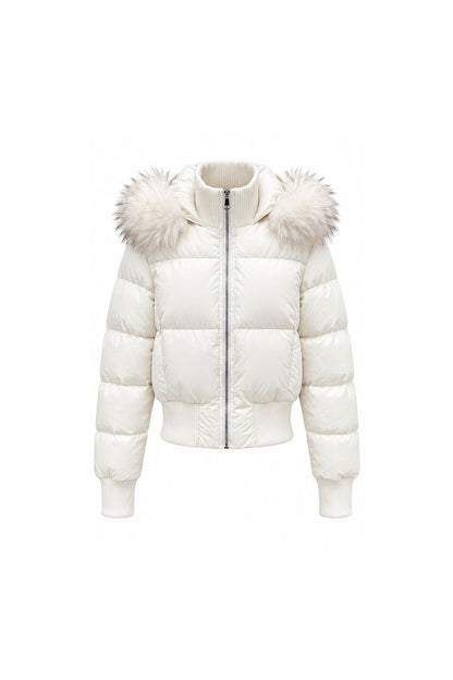 Fur Collar Hooded Down Jacket and Pants Set