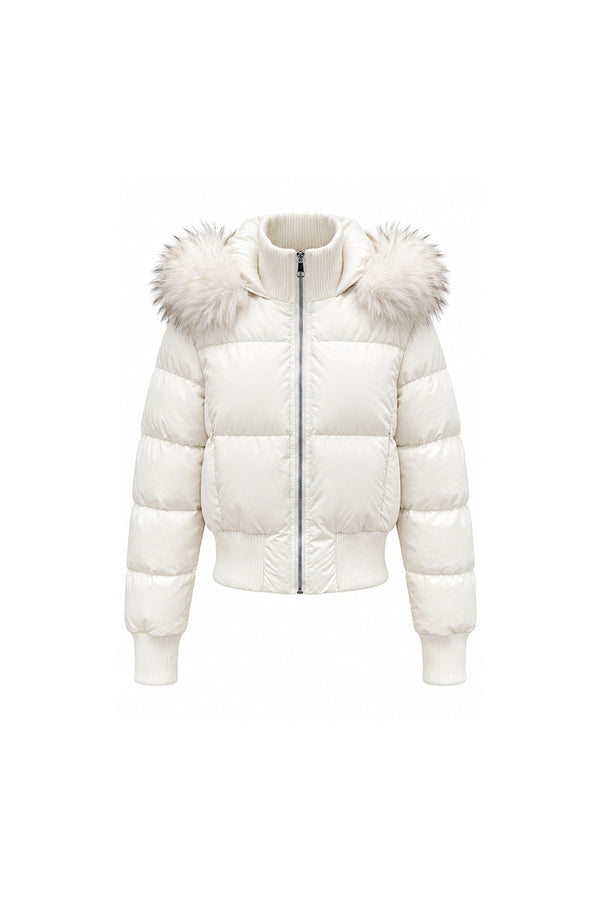 Fur Collar Hooded Down Jacket and Pants Set