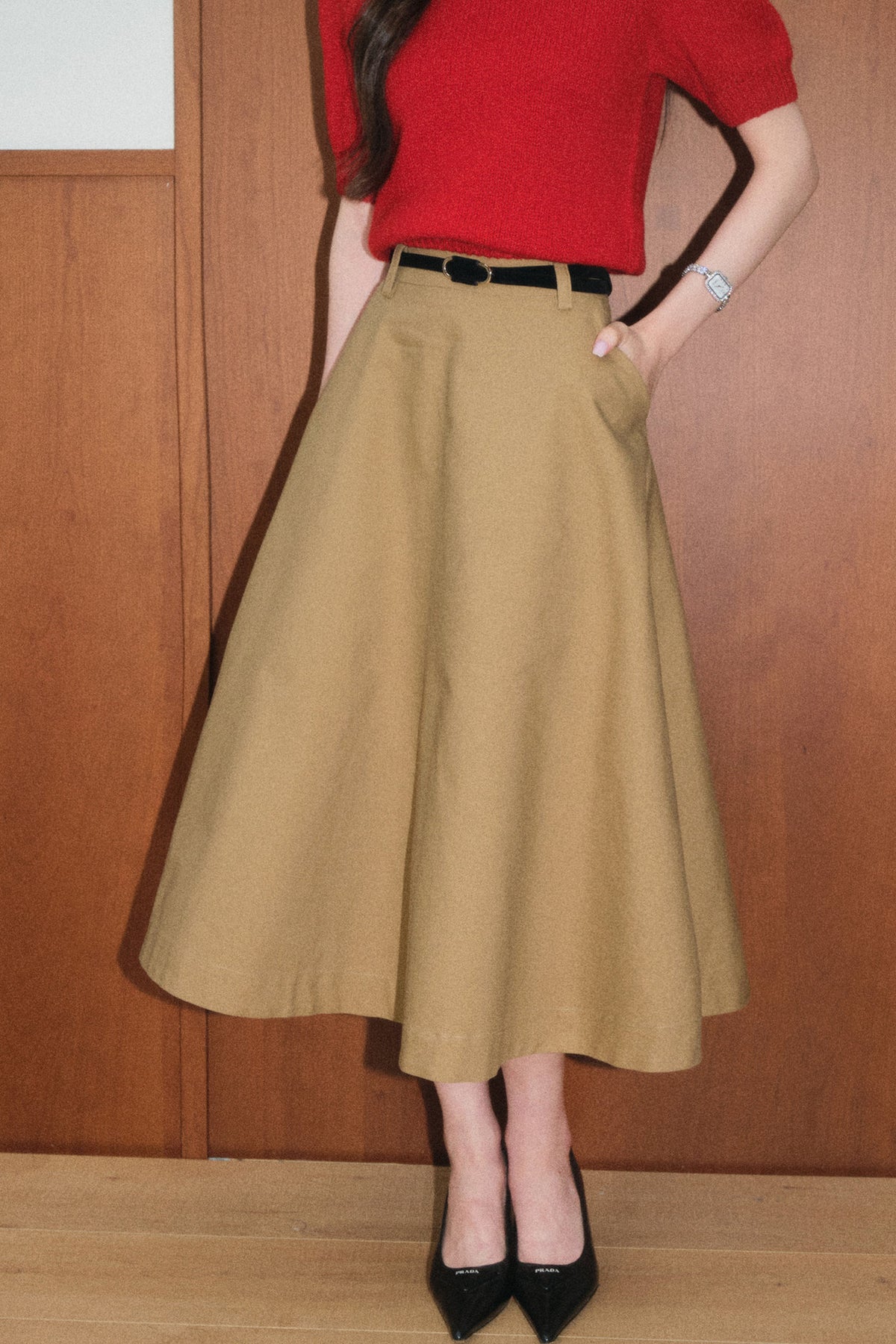 High-Waisted A-Line Skirt and Top Set-Up