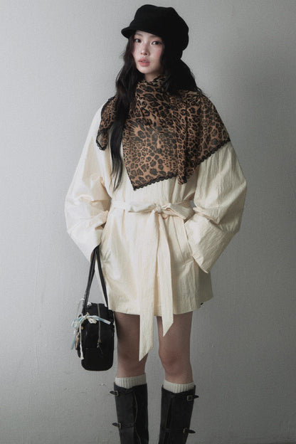 Asymmetrical Tie Waist Short Trench Coat