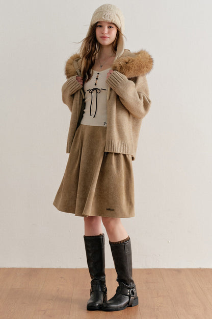 Thick Hooded Zip-Up Knit Cardigan Jacket