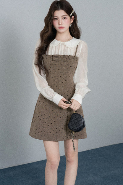 High-Waisted A-Line Polka Dot Dress