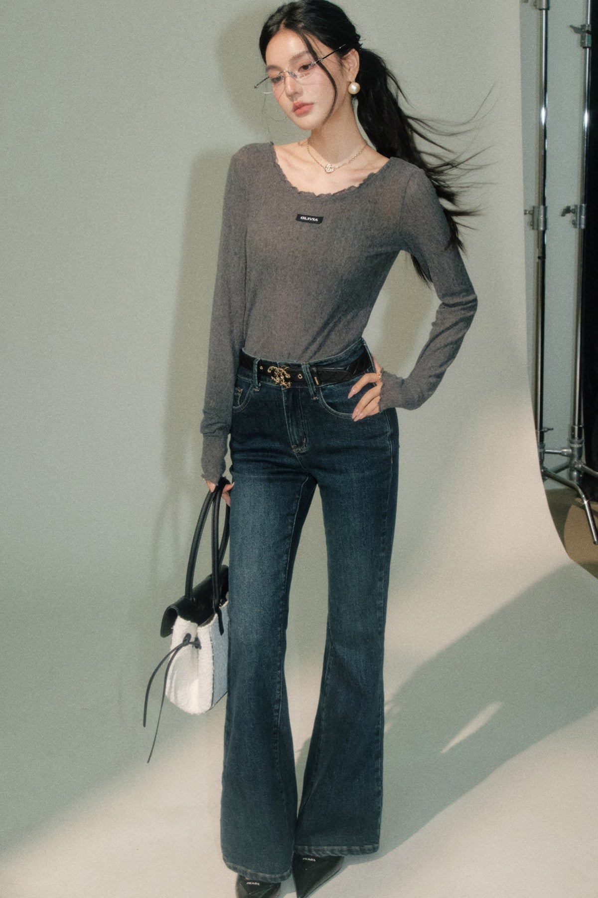 Ruffled Knit Top and Pants Set-Up