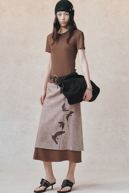 Backless Pleated Hollow-Out Short-Sleeve T-Shirt