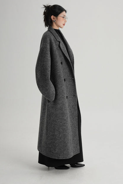 Cappotto ampio lungo in lana double face