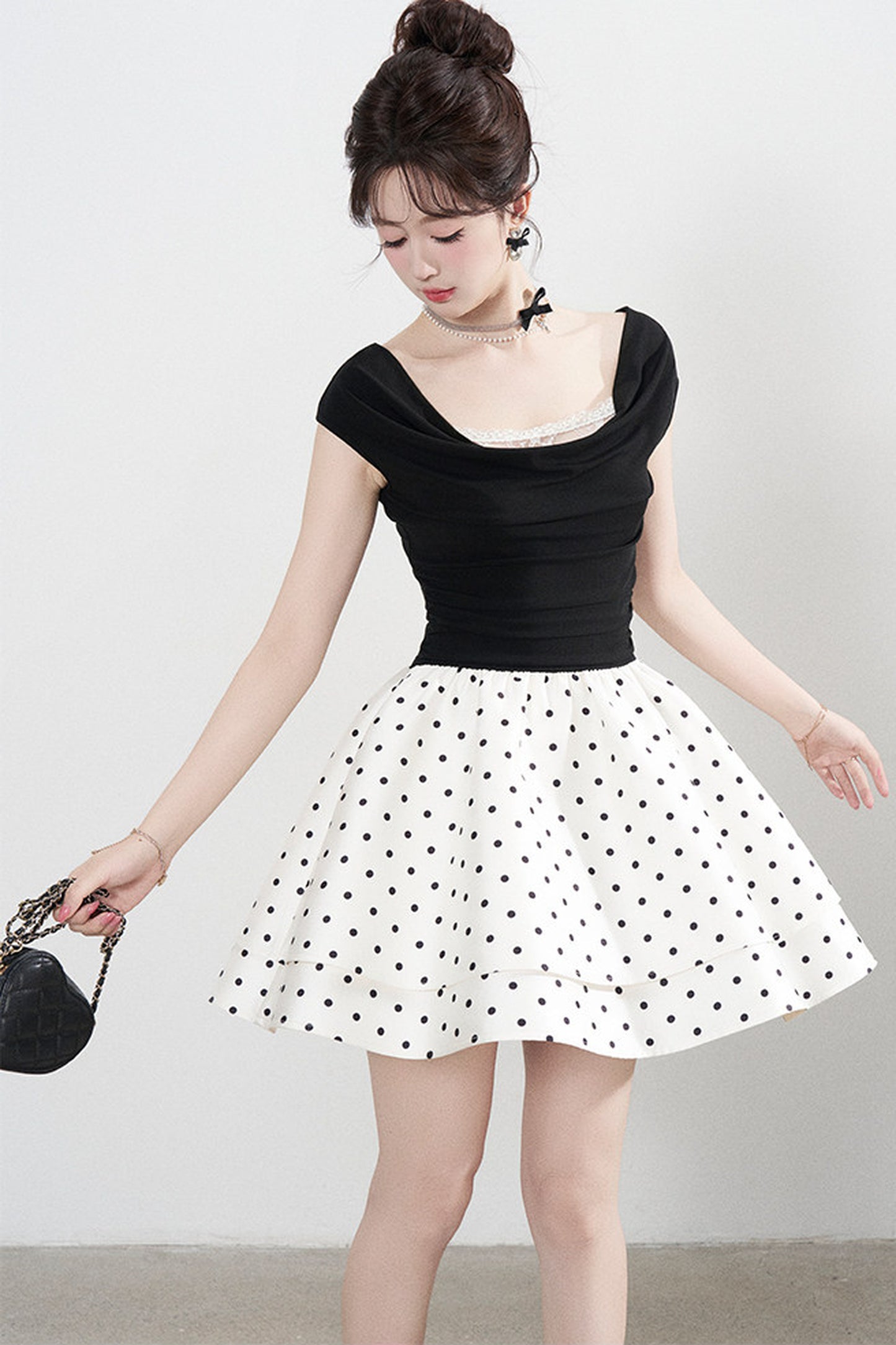 French Polka Dot A-Line Dress
