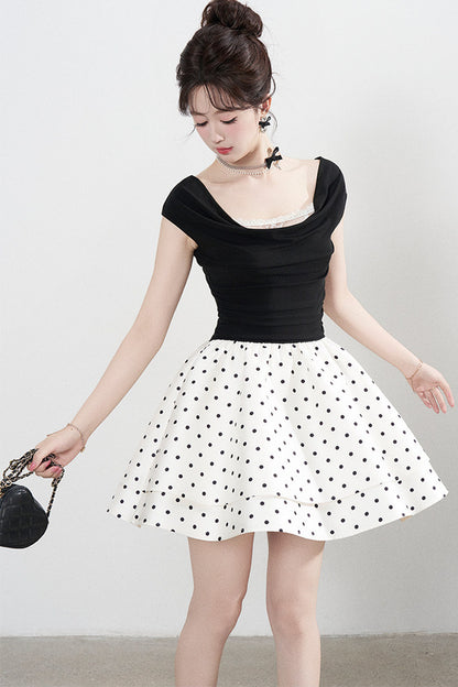 French Polka Dot A-Line Dress